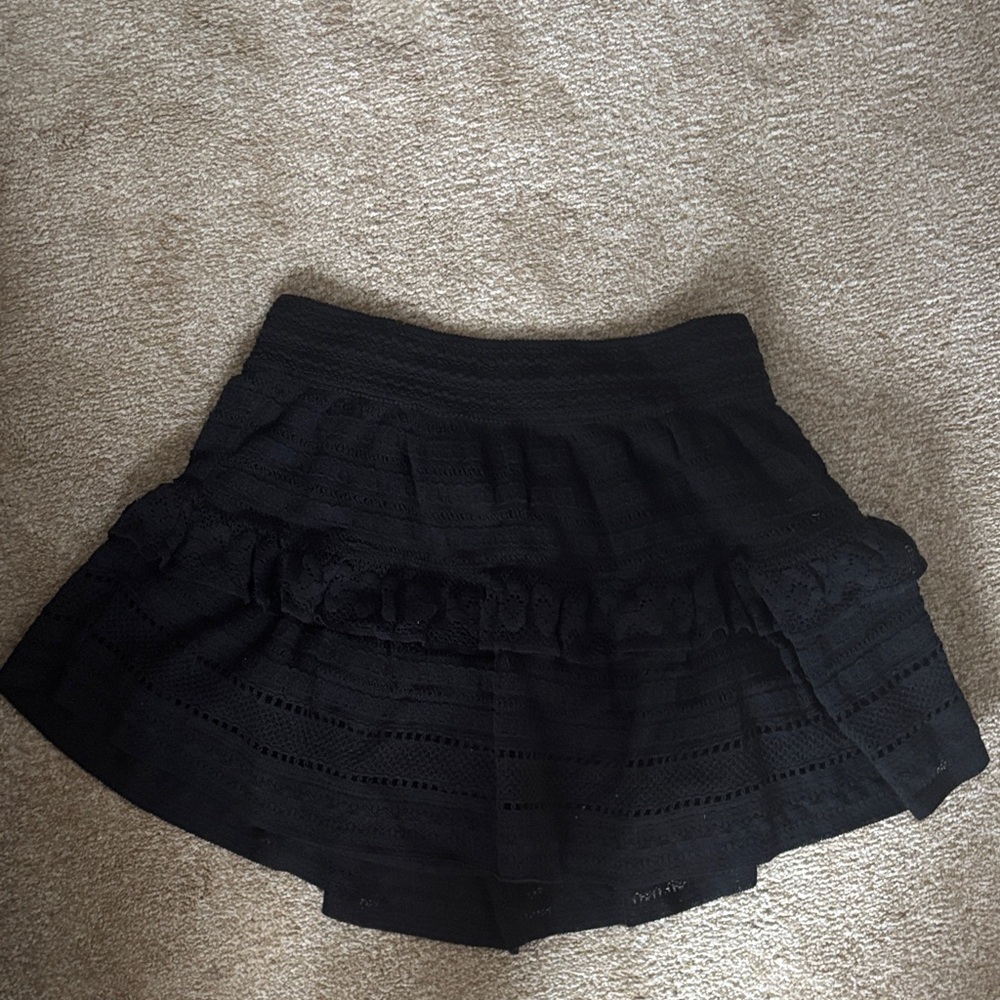 Aerie Elegant Black Textured Skirt